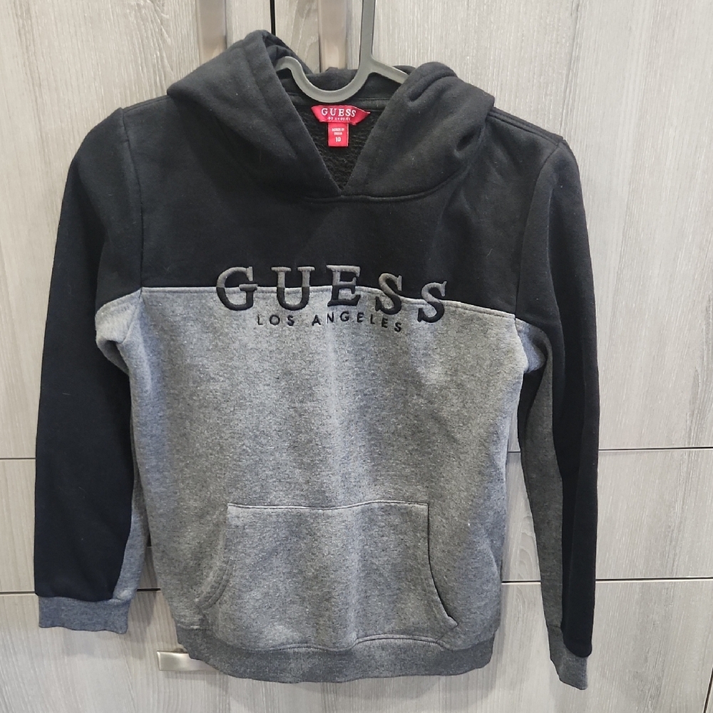 Guess Two-Tone Black and Gray Hoodie, Size 10 Kids
